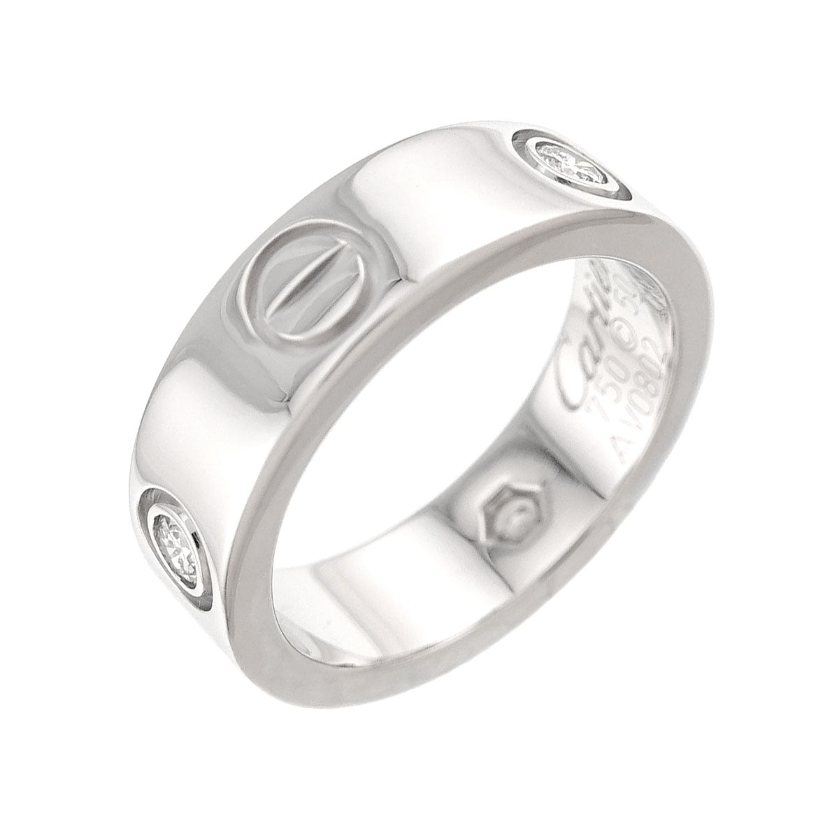Love Half Diamond Ring 18K White Gold 750 size50 5-5.25(US)