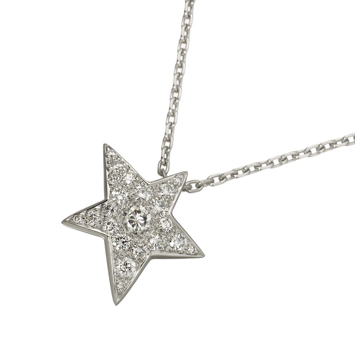 Comet Diamond Necklace LM 18K White Gold 750