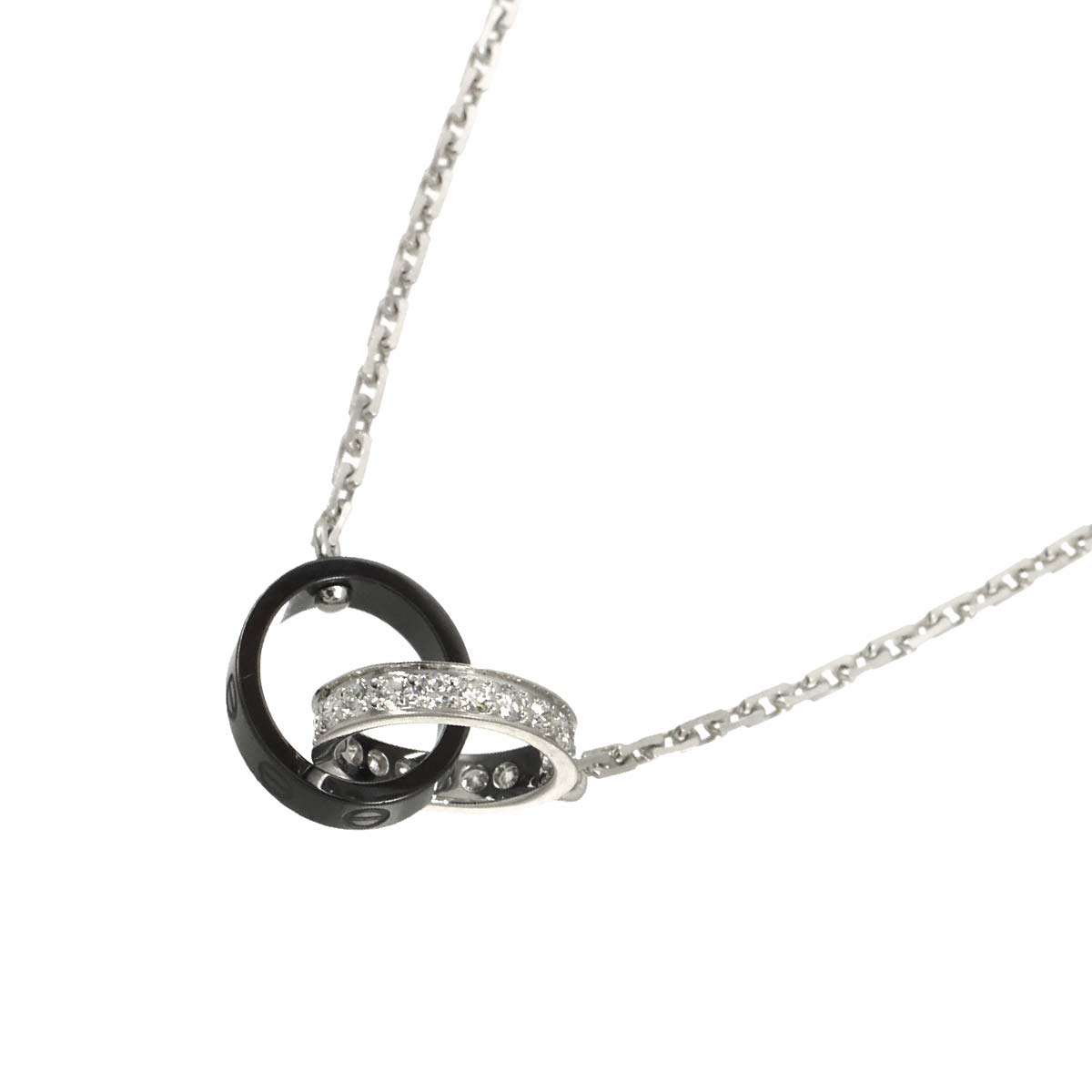 Baby Love Diamond Ceramic Necklace 18K K18 WG White Gold 750