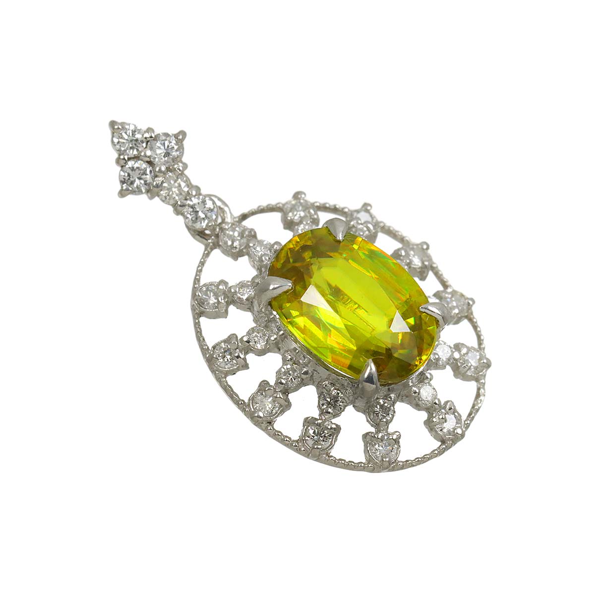 Sphene 1.90ct Diamond 0.32ct Pendant Top Pt Platinum
