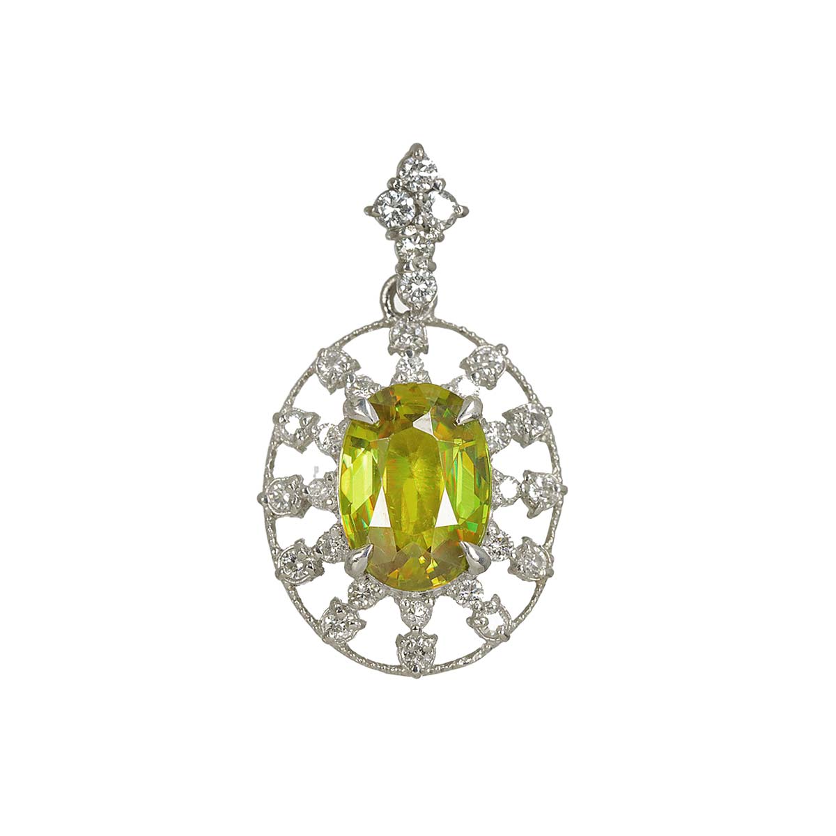 Sphene 1.90ct Diamond 0.32ct Pendant Top Pt Platinum