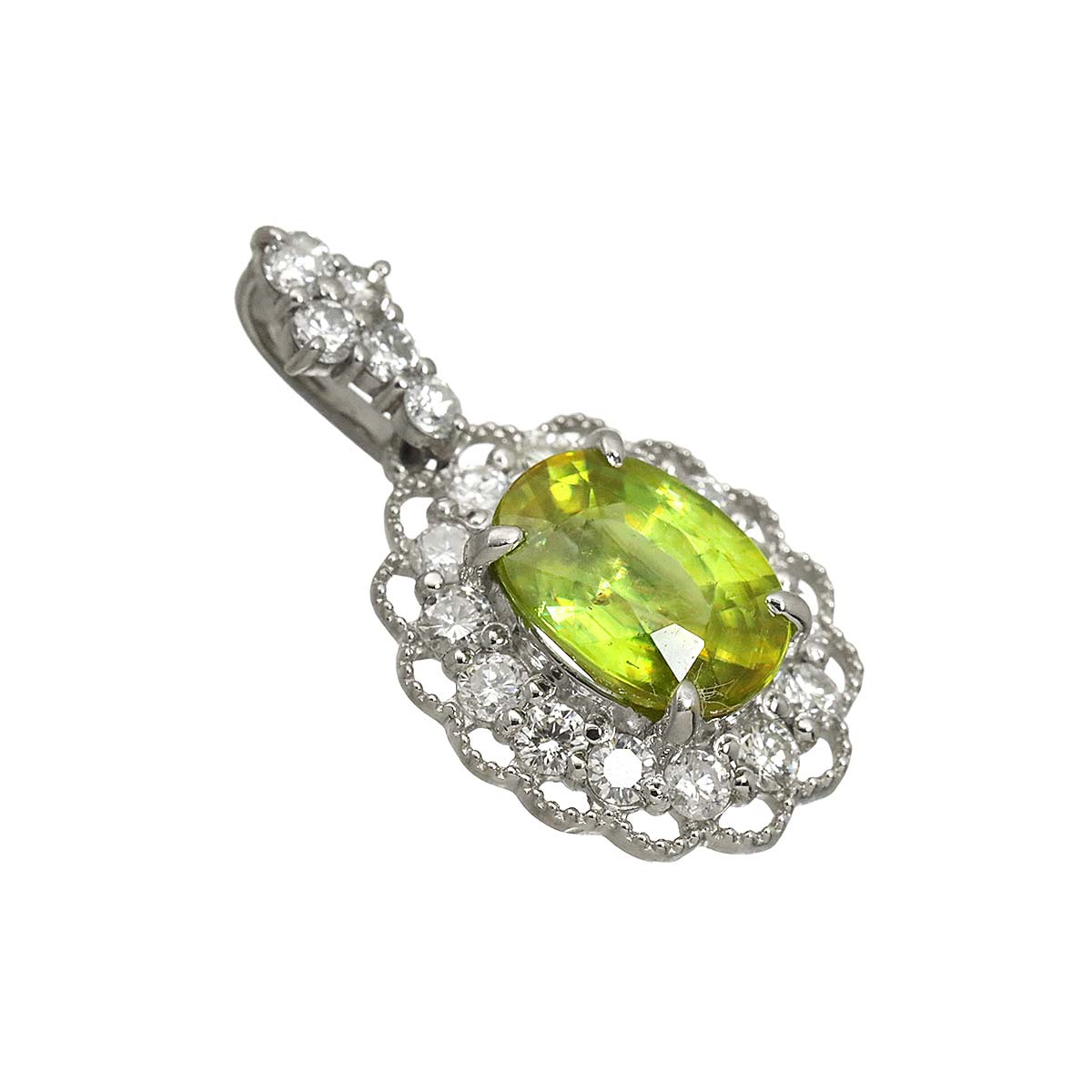 Sphene 1.78ct Diamond 0.51ct Pendant Top Pt Platinum