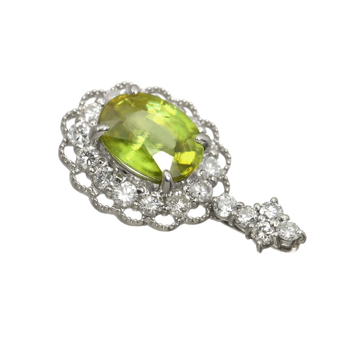 Sphene 1.78ct Diamond 0.51ct Pendant Top Pt Platinum