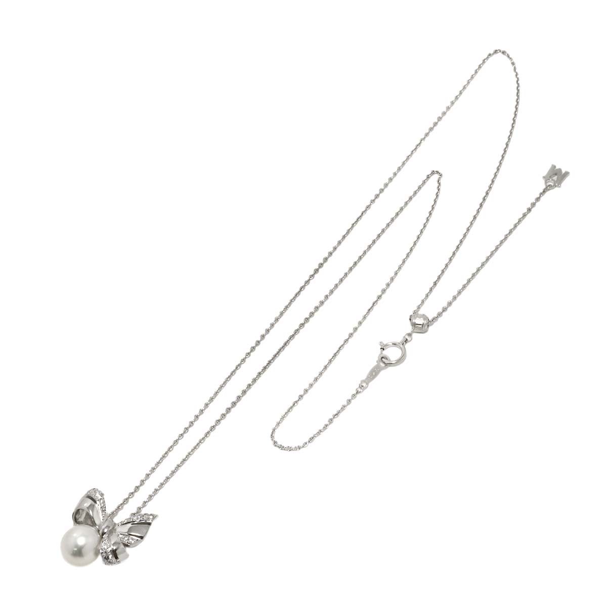 Akoya Pearl 8.4mm Diamond Necklace 18K White Gold 750