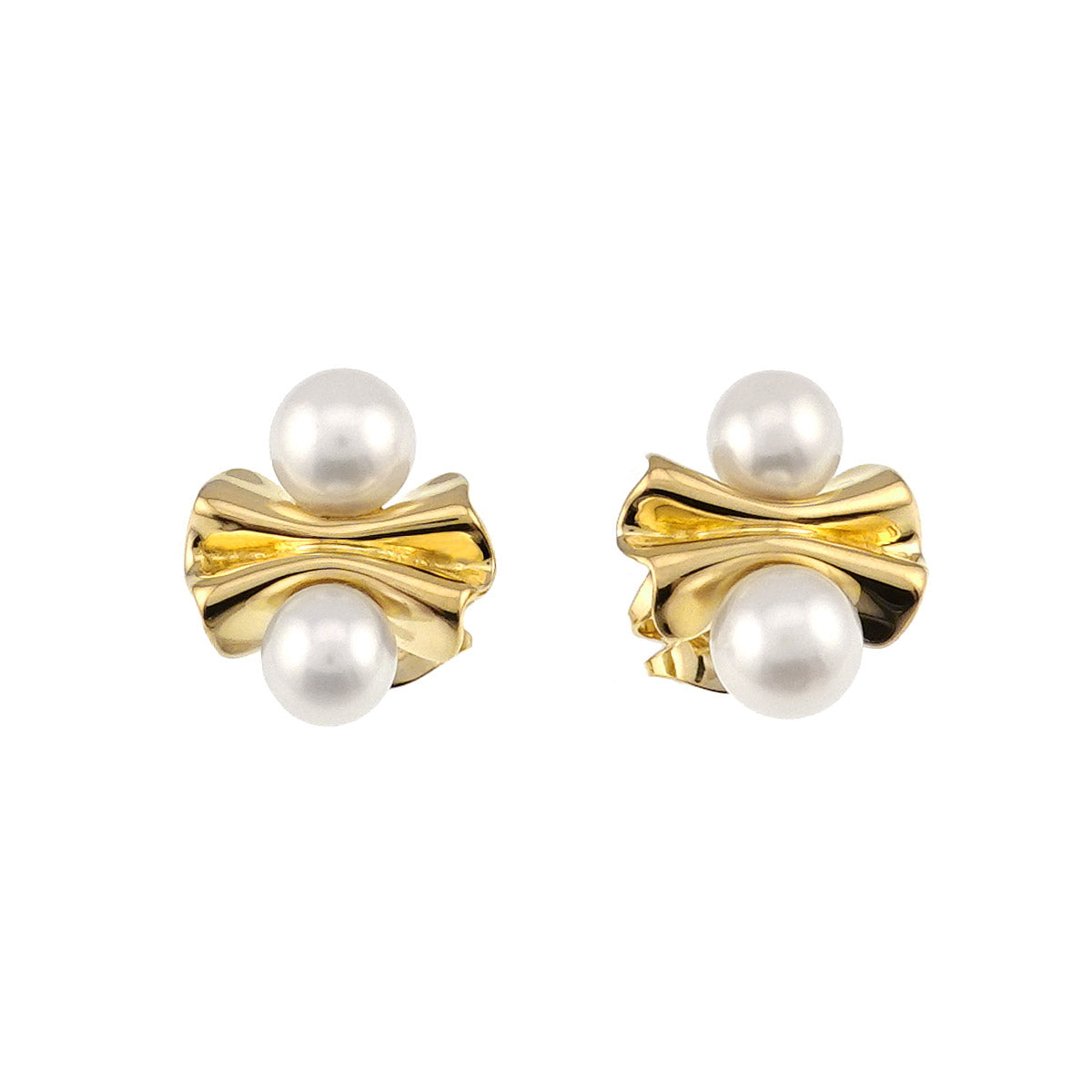 Akoya Pearl Earrings Pierced 18K YG 750