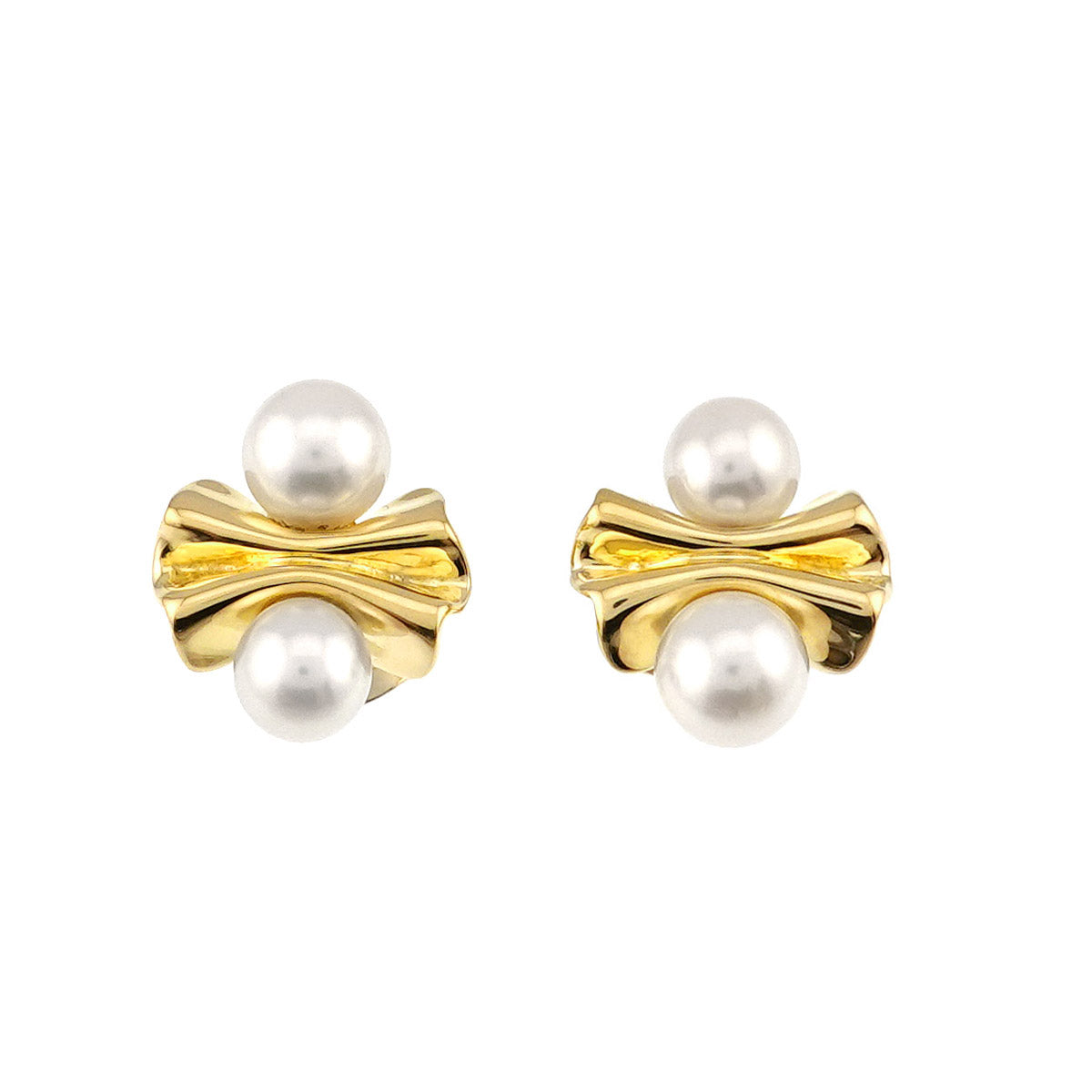 Akoya Pearl Earrings Pierced 18K YG 750