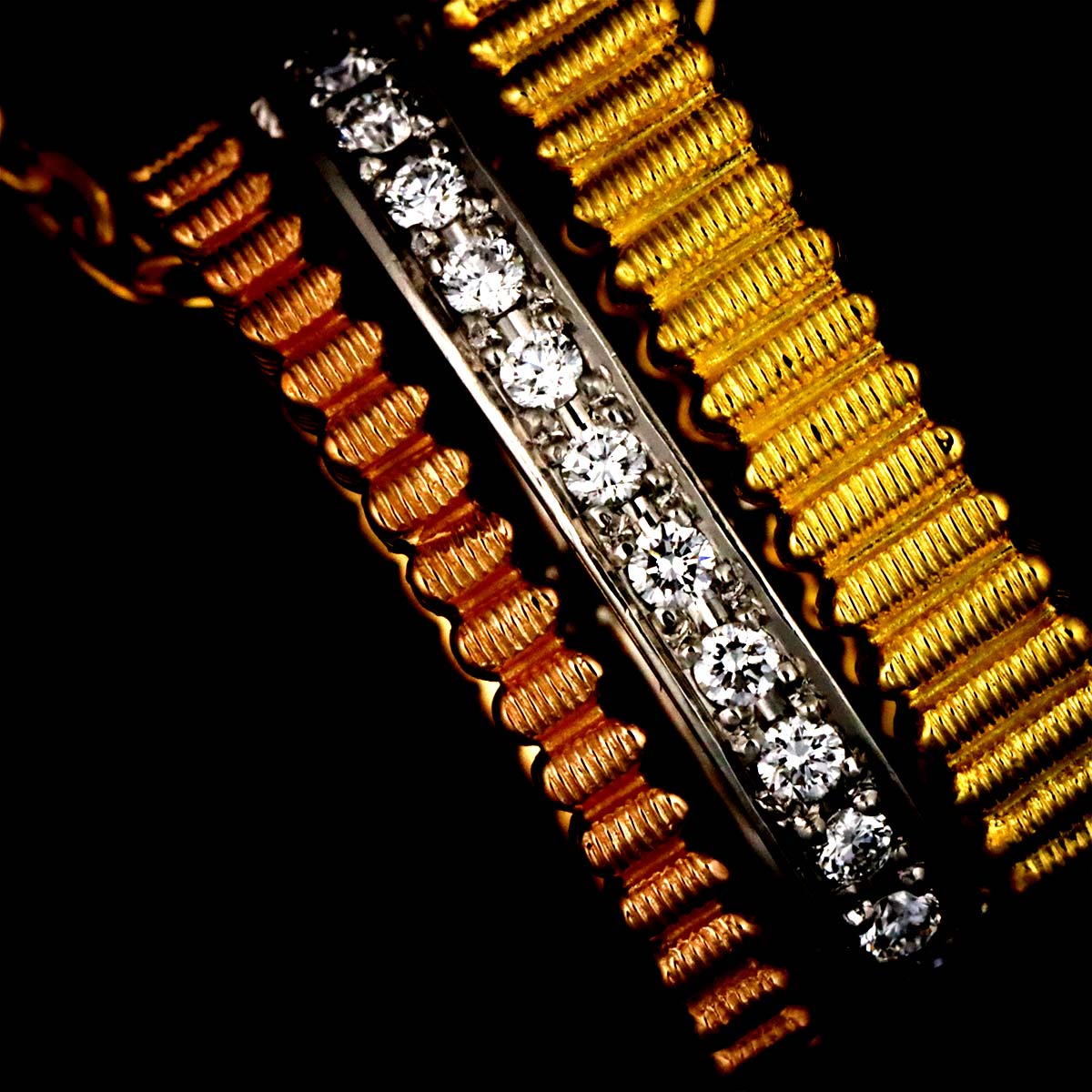 Diamond Ribbon Necklace K18 YG PG 750 Pt