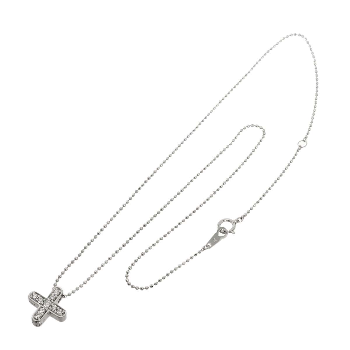 Diamond 0.33ct Cross Necklace 18K White Gold 750