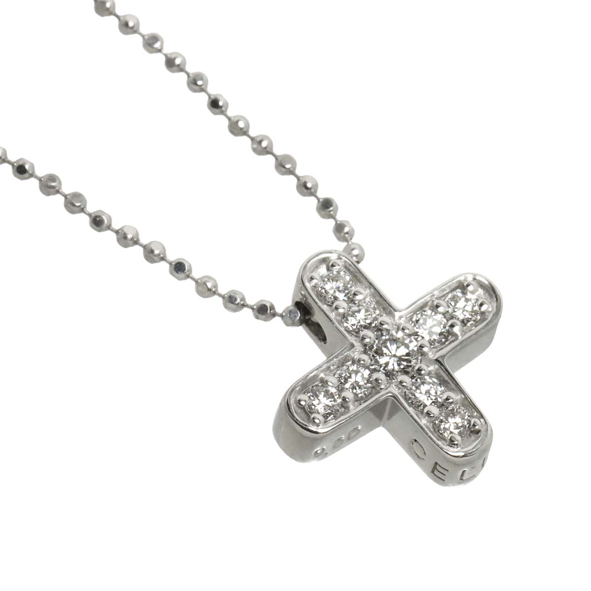 Diamond 0.33ct Cross Necklace 18K White Gold 750