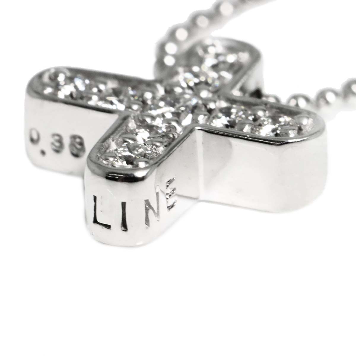 Diamond 0.33ct Cross Necklace 18K White Gold 750