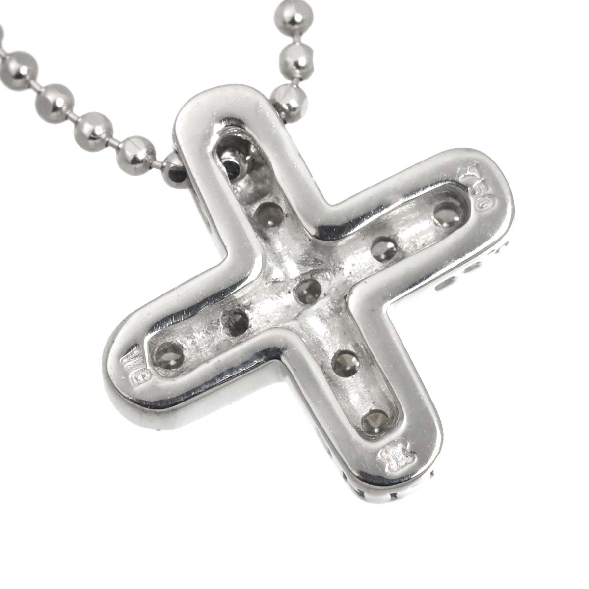 Diamond 0.33ct Cross Necklace 18K White Gold 750