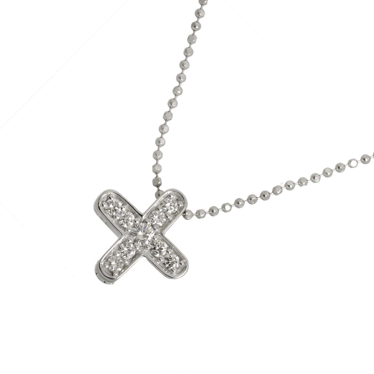 Diamond 0.33ct Cross Necklace 18K White Gold 750