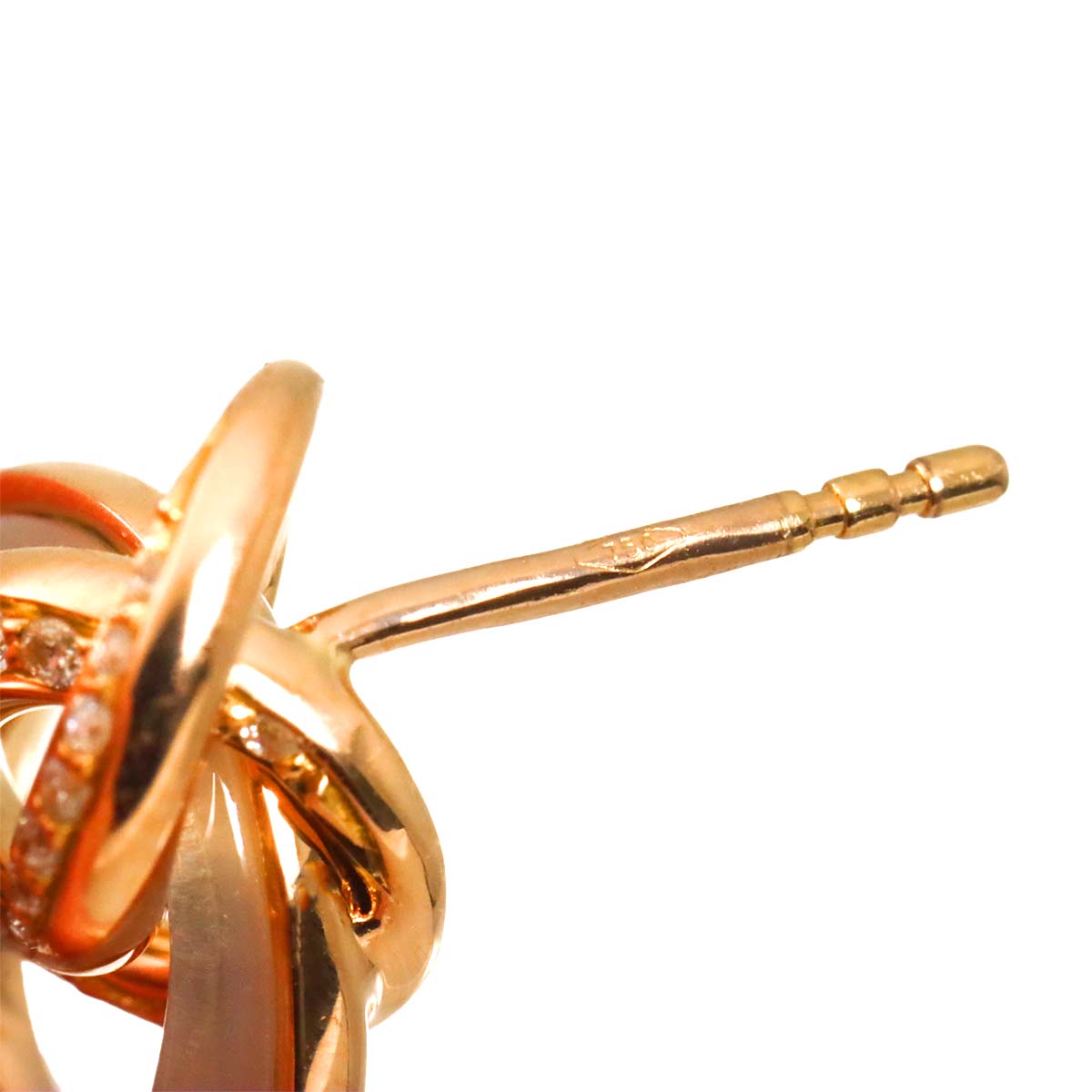 Liens MOP Diamond Earrings Pierced 18K Pink Gold 750