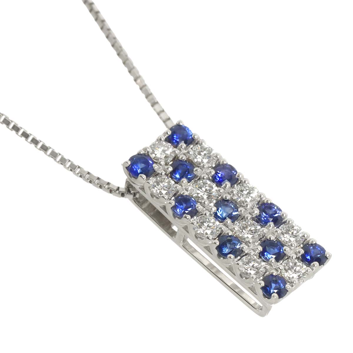 Sapphire Diamond 0.47ct Necklace 18K White Gold 750