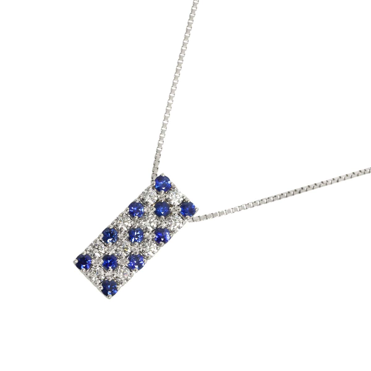 Sapphire Diamond 0.47ct Necklace 18K White Gold 750