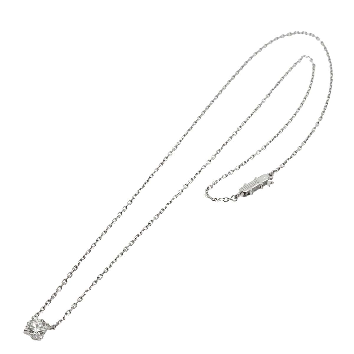 Solitaire Diamond 0.85ct H/VVS2/3EX Necklace 18K WG 750