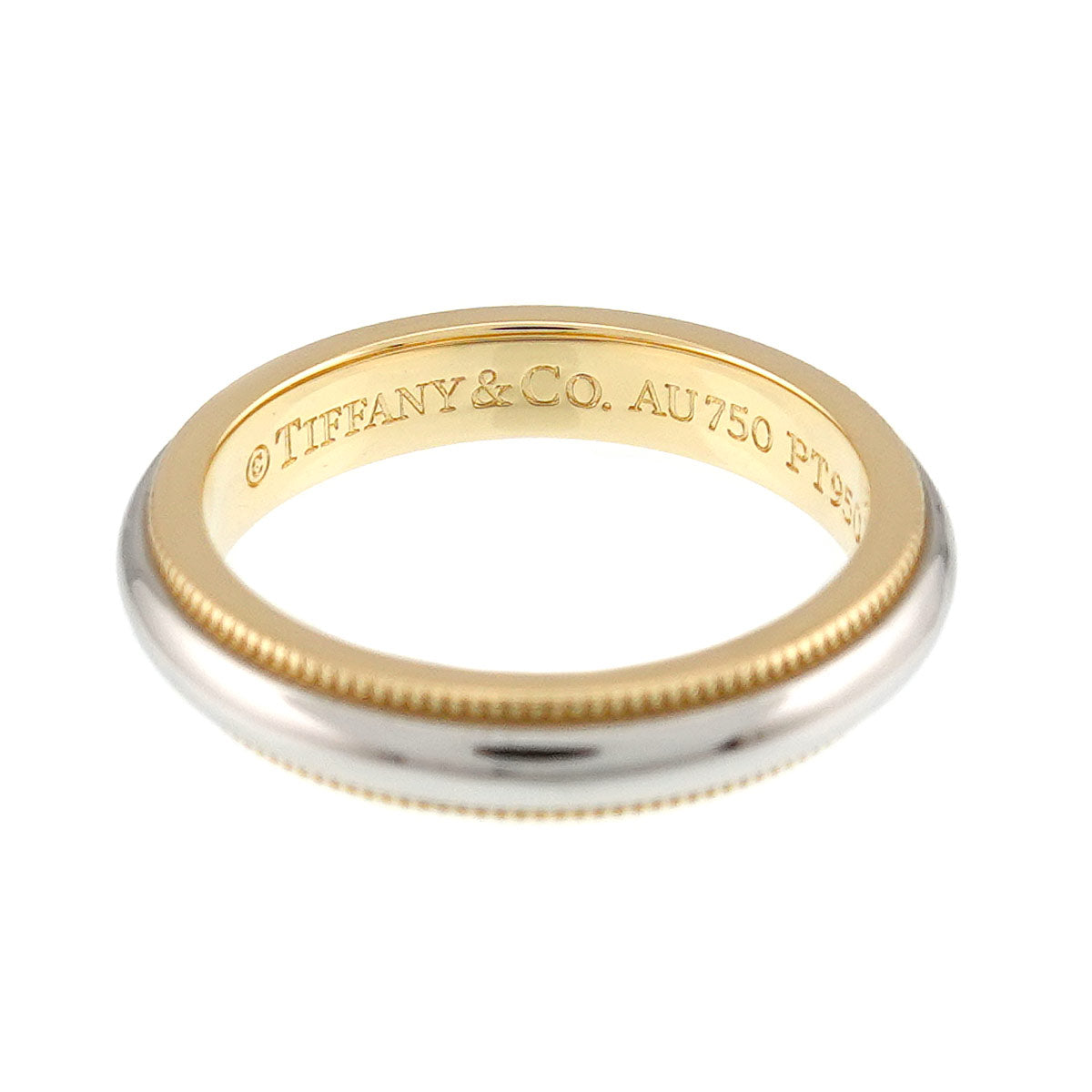 Milgrain Band Ring 18K 750 YG Platinum Size4(US)