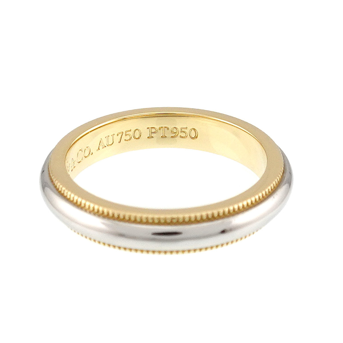 Milgrain Band Ring 18K 750 YG Platinum Size4(US)