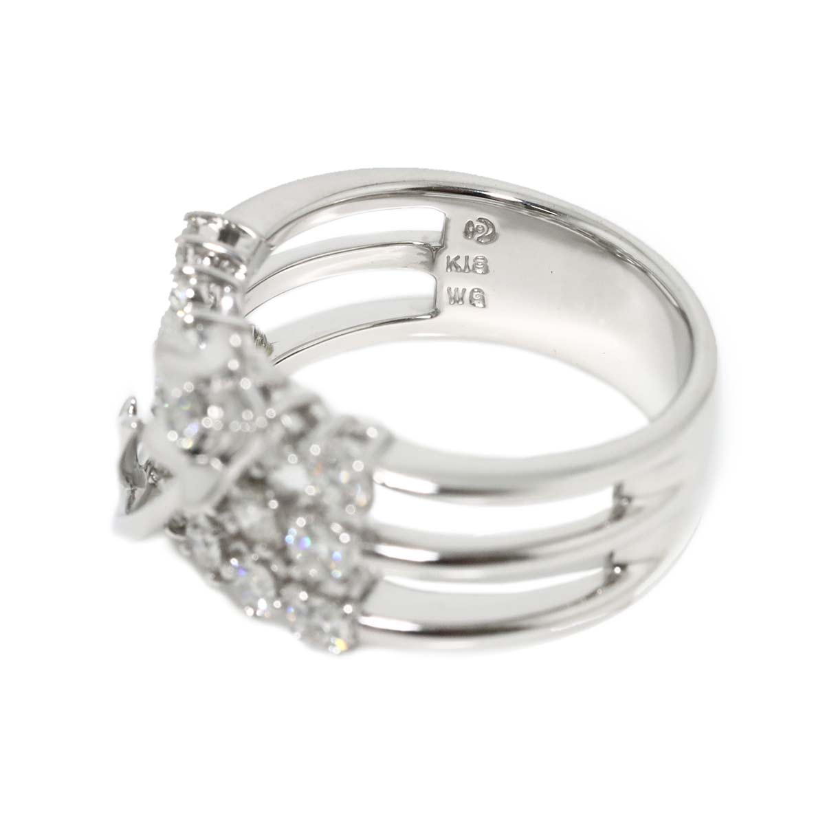 Diamond 1.10ct Ring 18K White Gold 750 Size5.5-5.75(US)