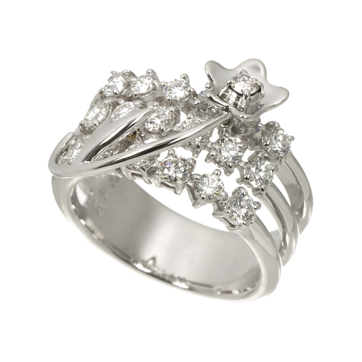 Diamond 1.10ct Ring 18K White Gold 750 Size5.5-5.75(US)