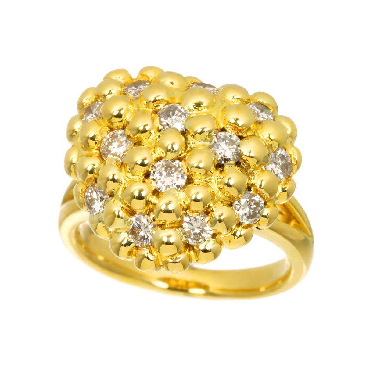 Diamond 0.92ct Ring 18K YG Yellow Gold 750 Size5.75-6(US)