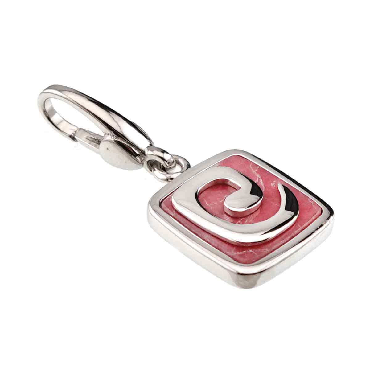 Rhodochrosite Pendant Top Charm 18K White Gold 750