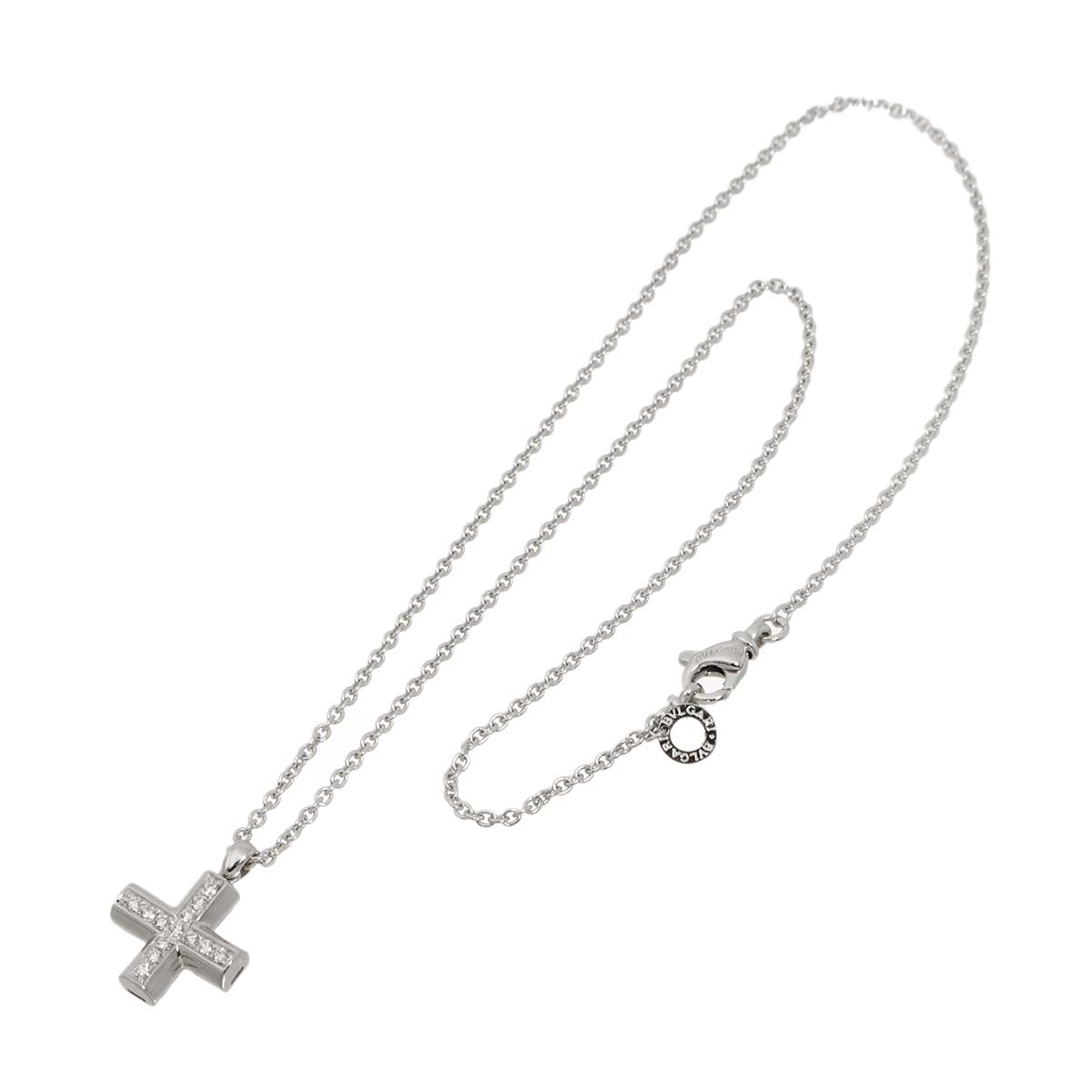 Cross Diamond Necklace K18 18K WG White Gold 750