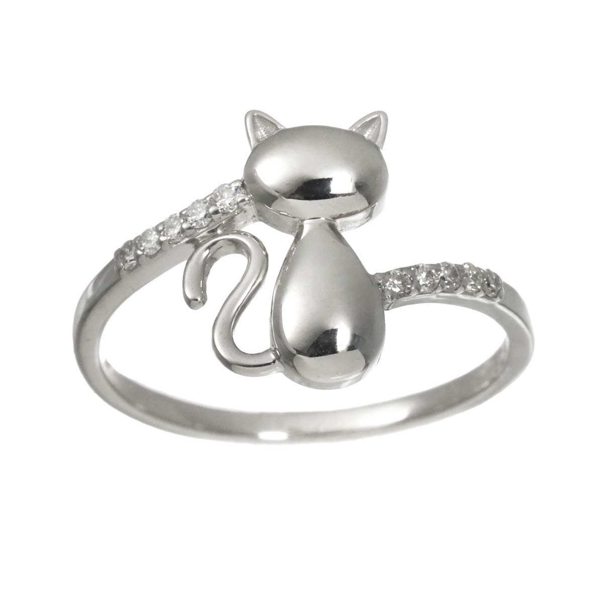 Diamond 0.08ct Ring 18K K18 WG White Gold size5.5-5.75(US)