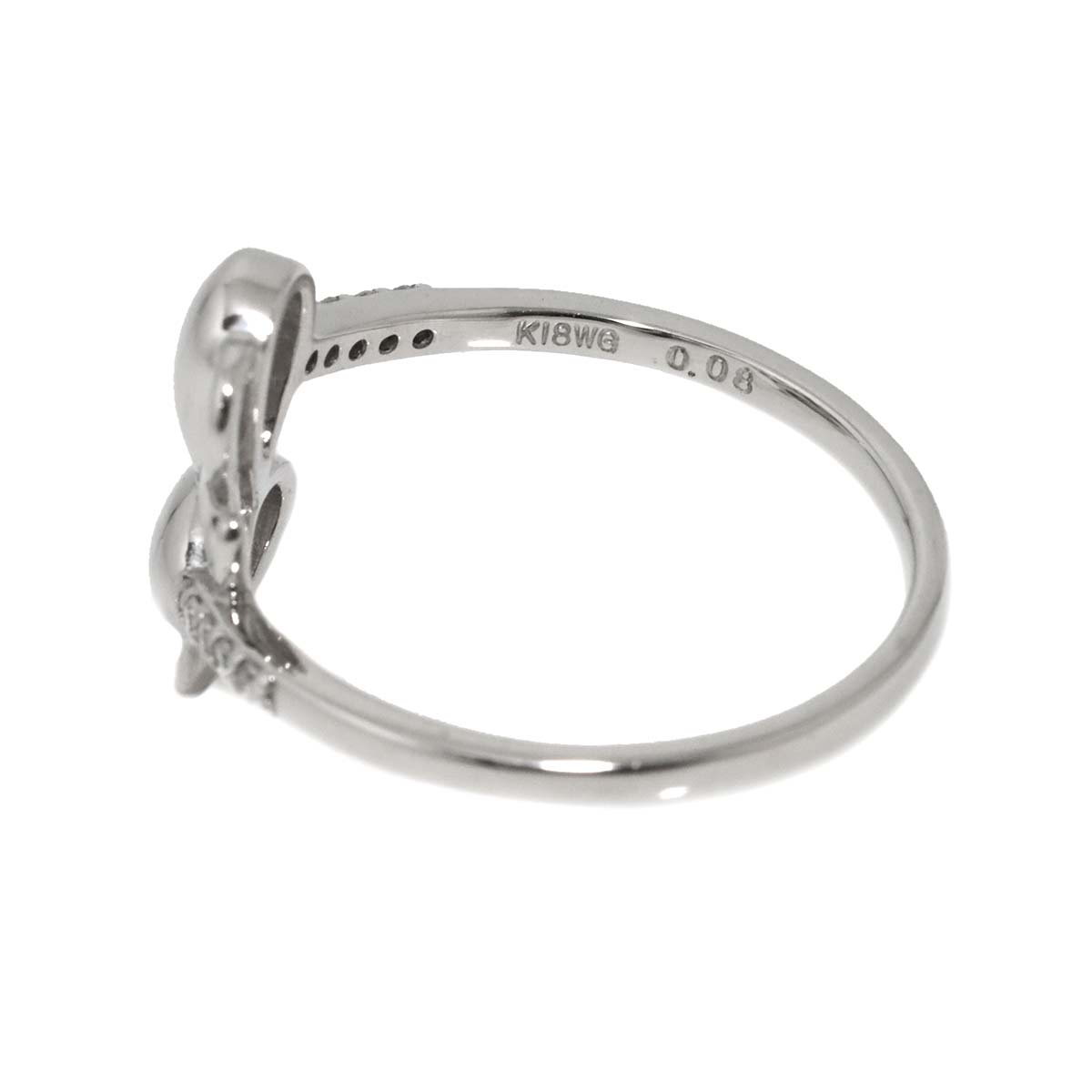 Diamond 0.08ct Ring 18K K18 WG White Gold size5.5-5.75(US)