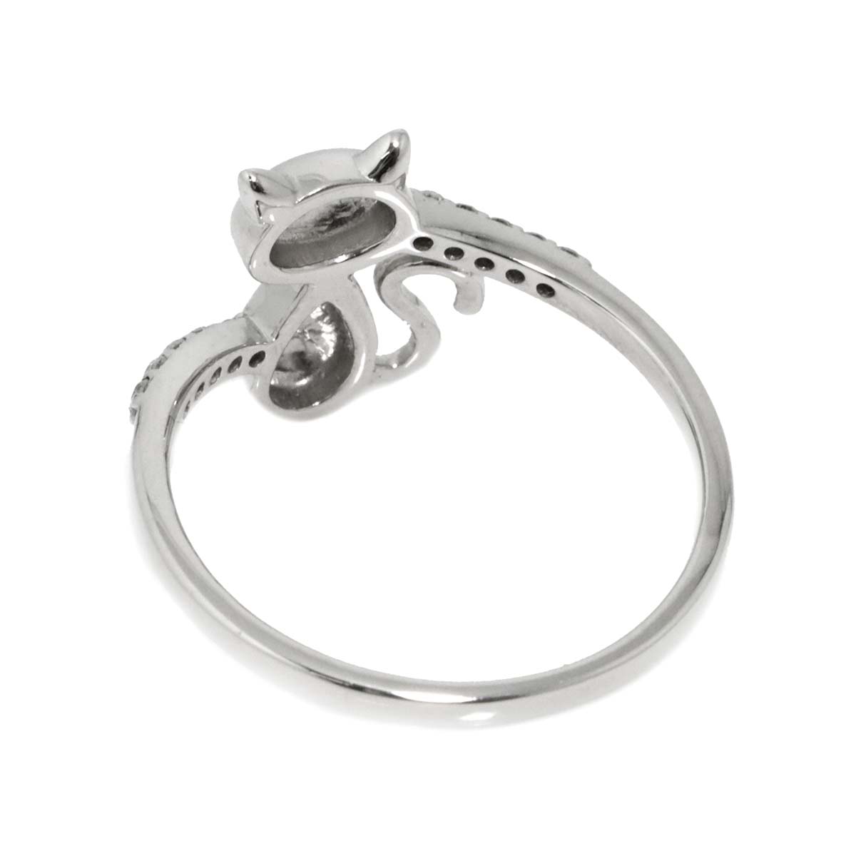 Diamond 0.08ct Ring 18K K18 WG White Gold size5.5-5.75(US)