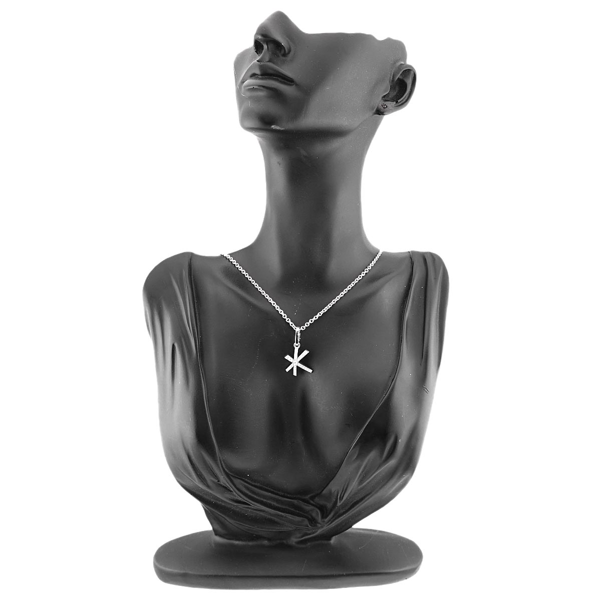 Star Shape Diamond Charm Necklace 18K White Gold 750