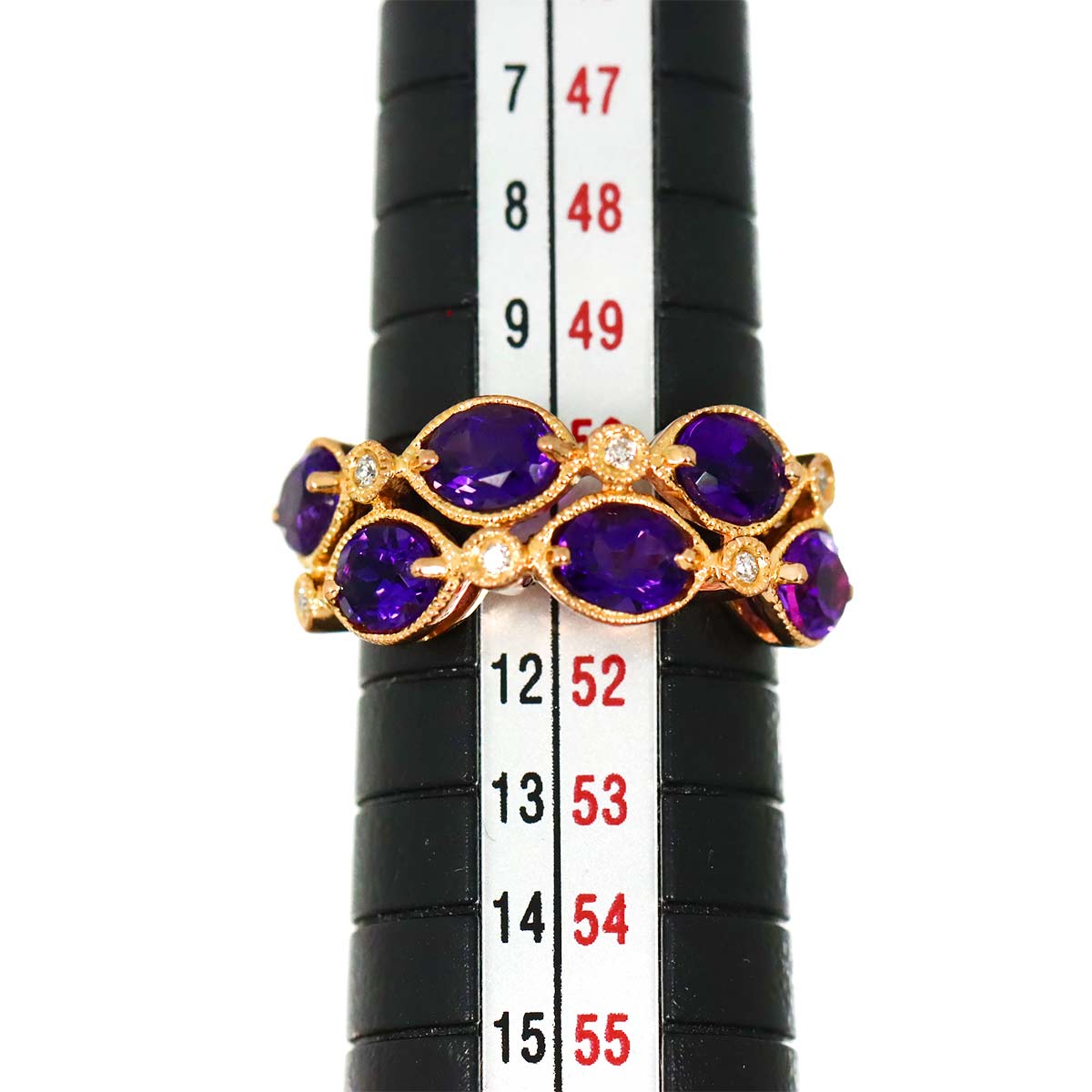 Amethyst 2.05ct Diamond 0.05ct Ring 18K PG Pink Gold Size5.25-5.5(US)