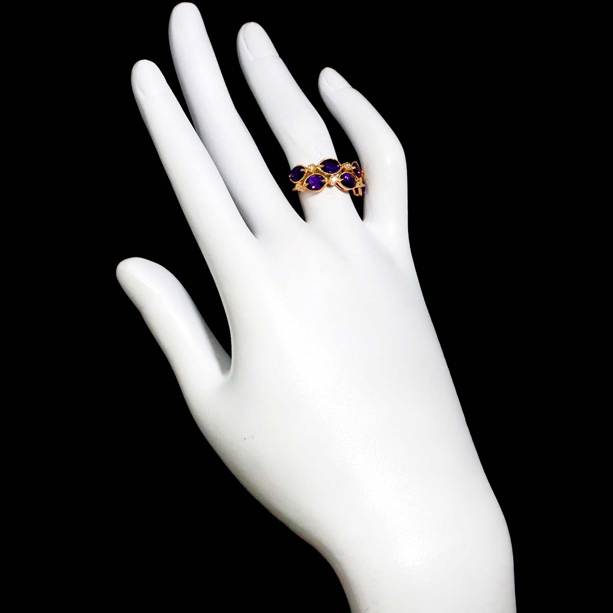 Amethyst 2.05ct Diamond 0.05ct Ring 18K PG Pink Gold Size5.25-5.5(US)