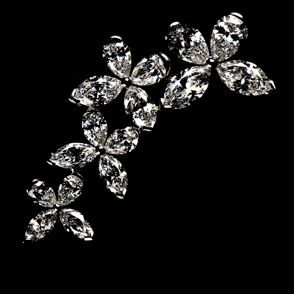 Butterfly Diamond Earrings Pierced 18K WG 750