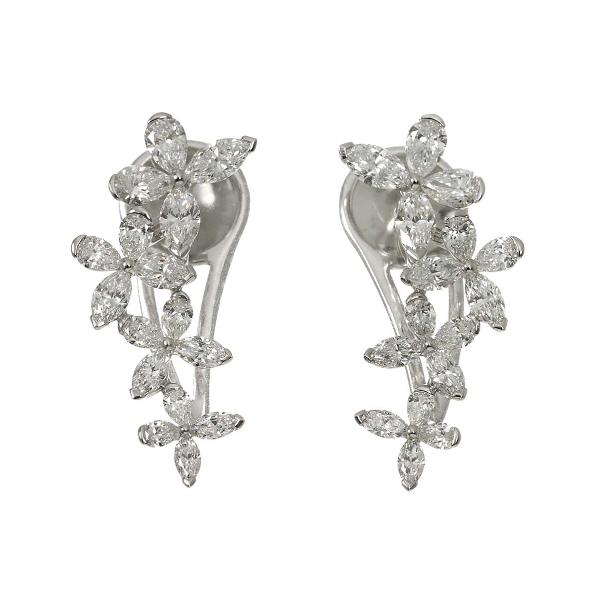 Butterfly Diamond Earrings Pierced 18K WG 750