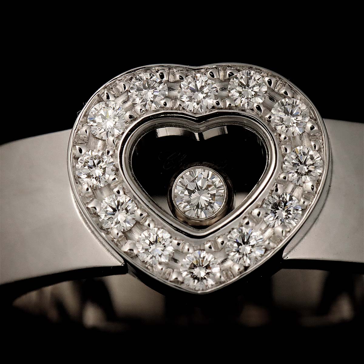 Happy Diamond Heart Ring 18K White Gold 750 Size5.75-6(US)