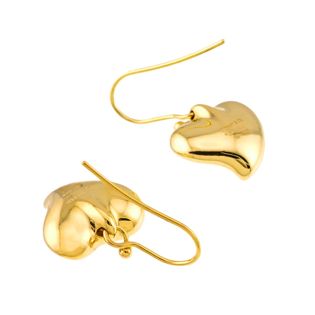 Full Heart Earrings Pierced 18K Yellow Gold 750