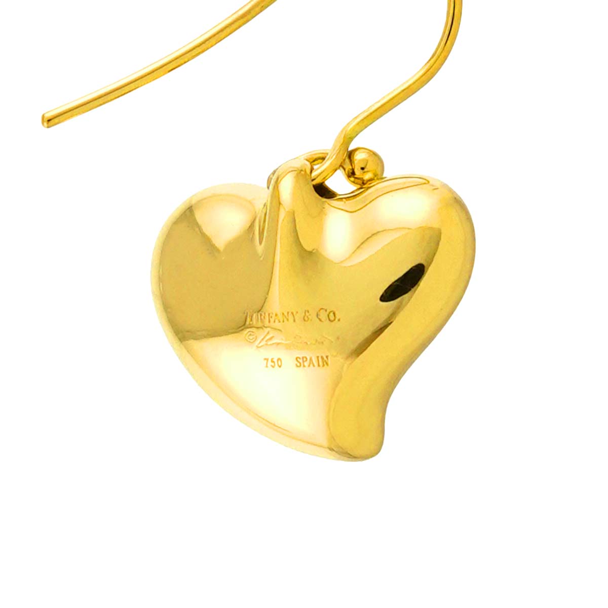 Full Heart Earrings Pierced 18K Yellow Gold 750