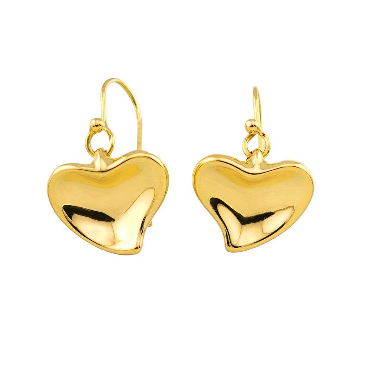 Full Heart Earrings Pierced 18K Yellow Gold 750