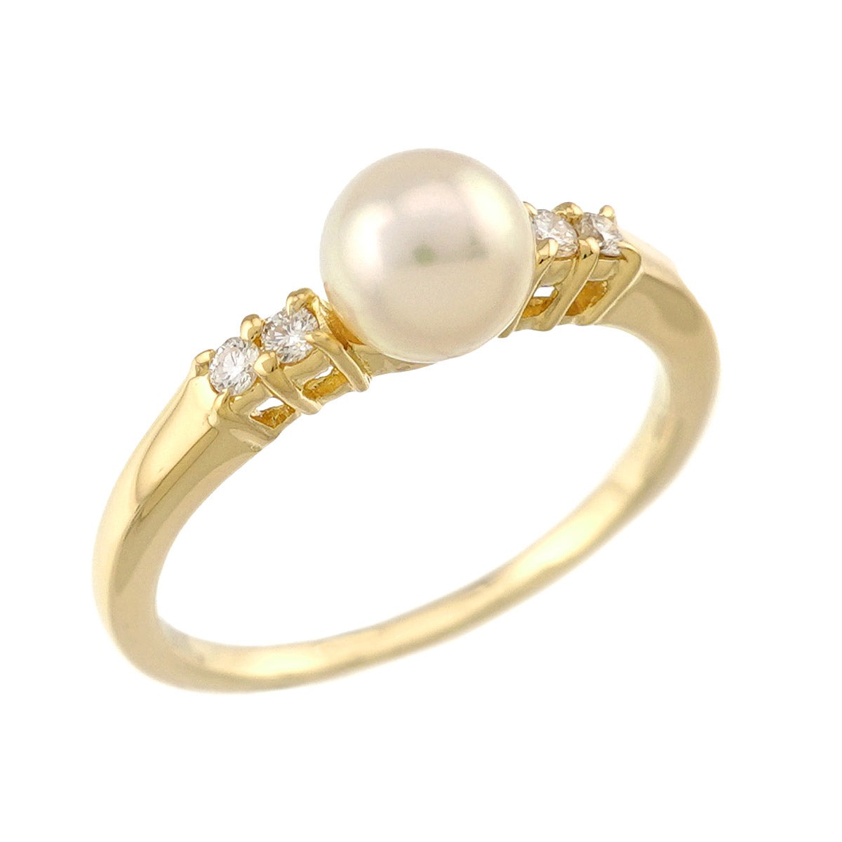 Akoya Pearl 5.6mmiamond Ring 18K YG 750 Size5.25(US)
