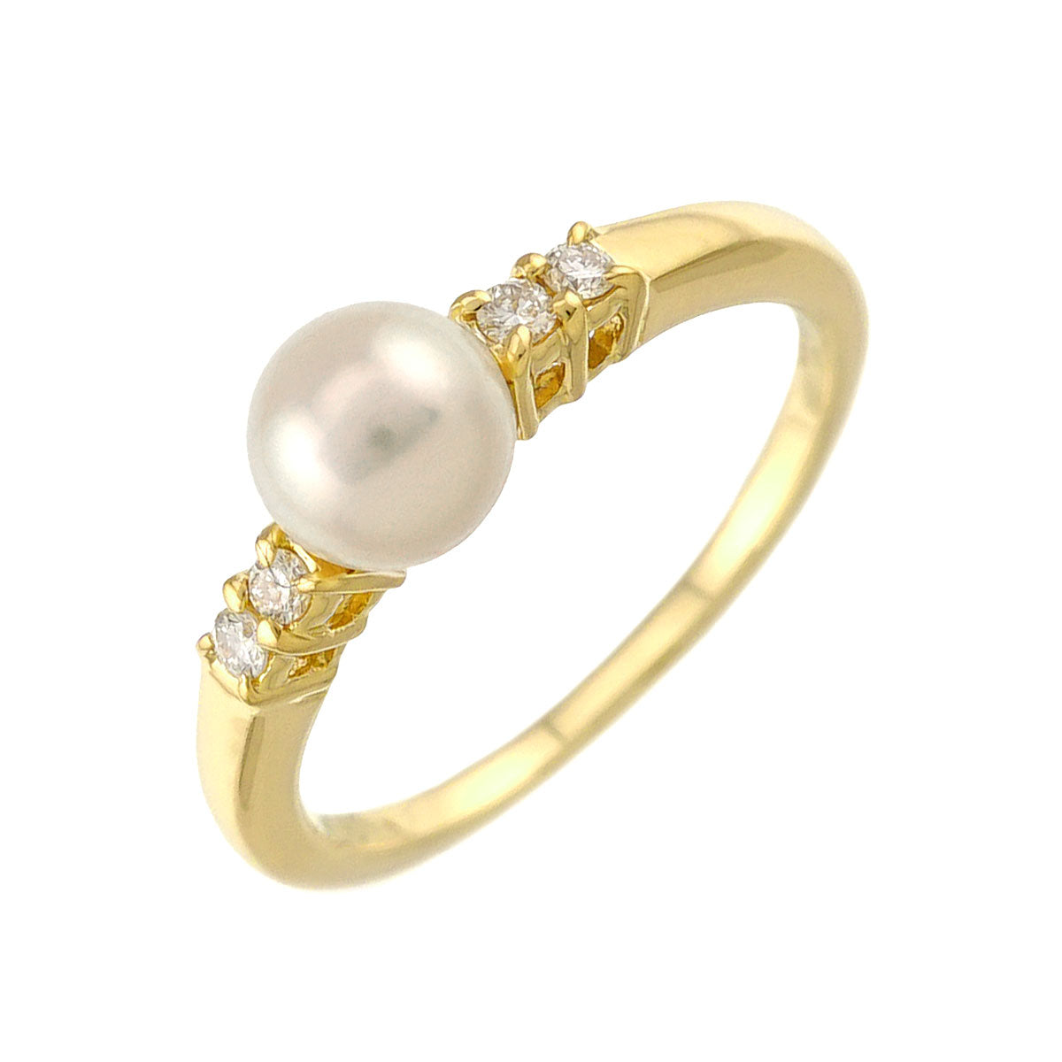 Akoya Pearl 5.6mmiamond Ring 18K YG 750 Size5.25(US)
