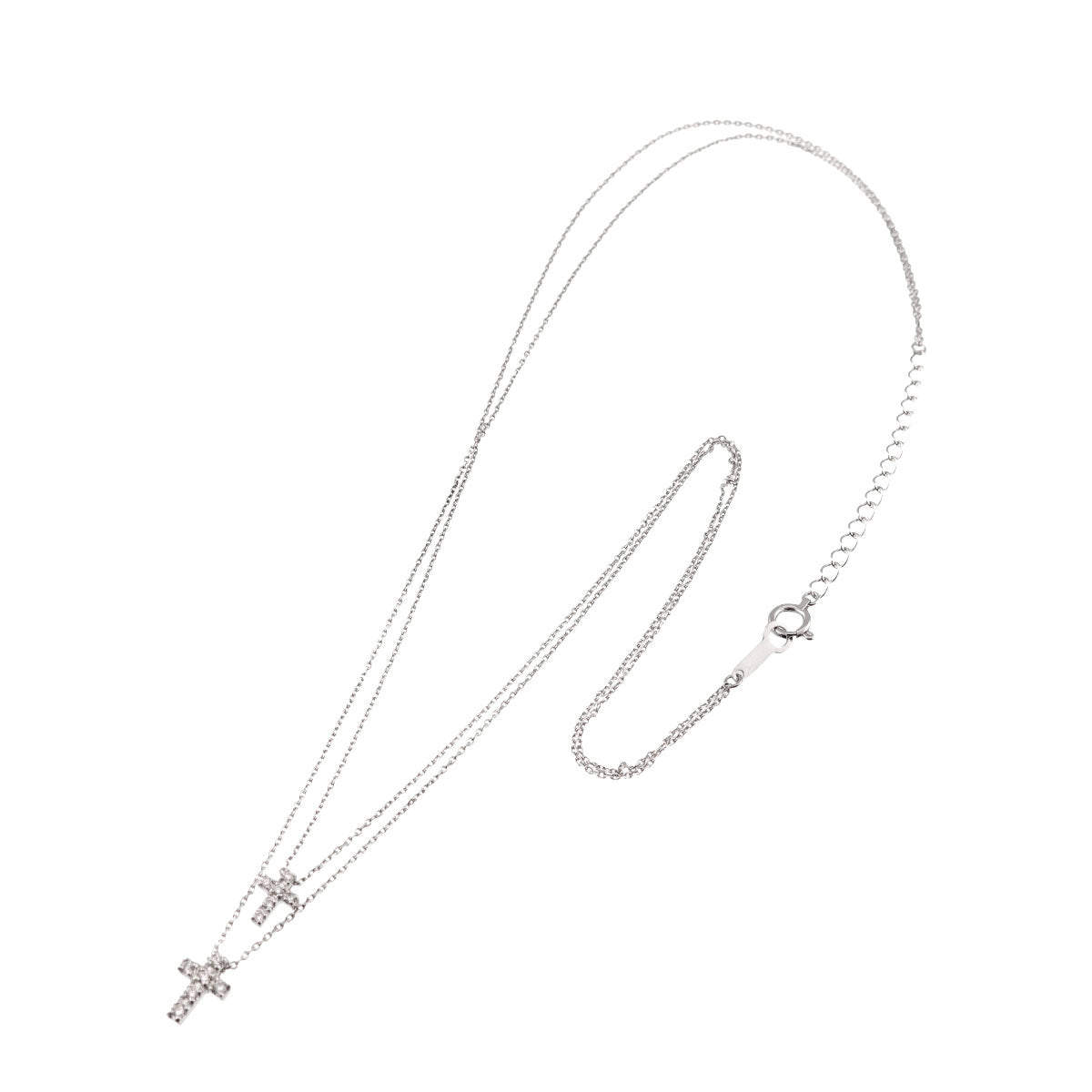 Cross Diamond Necklace 18K White Gold 750
