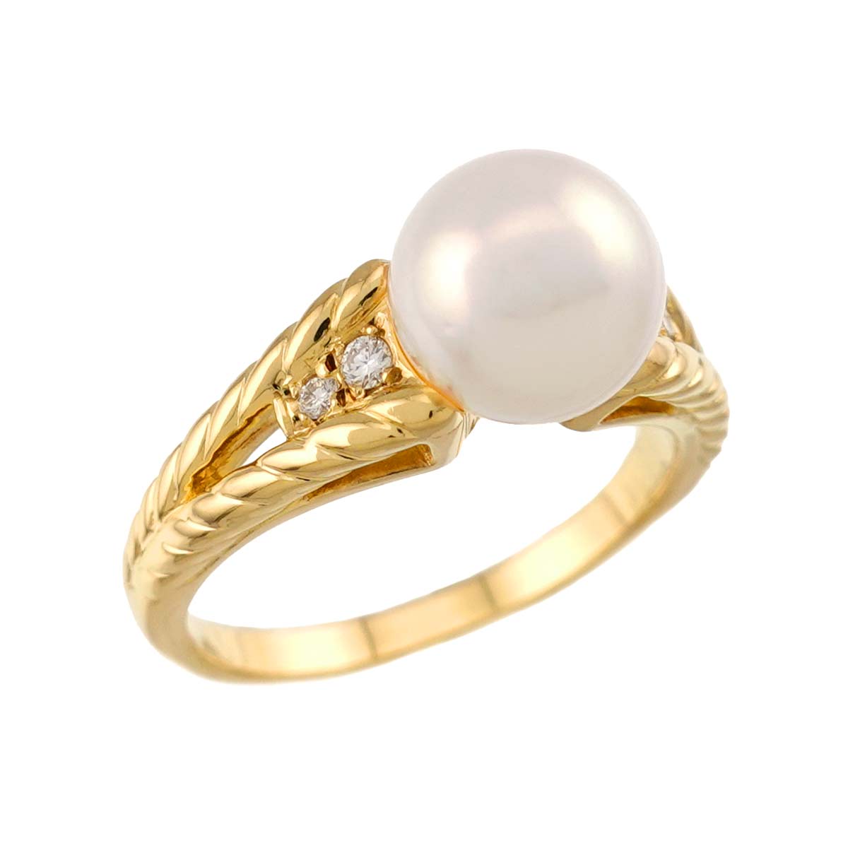 Akoya Pearl 8.0mm Diamond Ring 18K YG 750 Size6.25-6.5(US)
