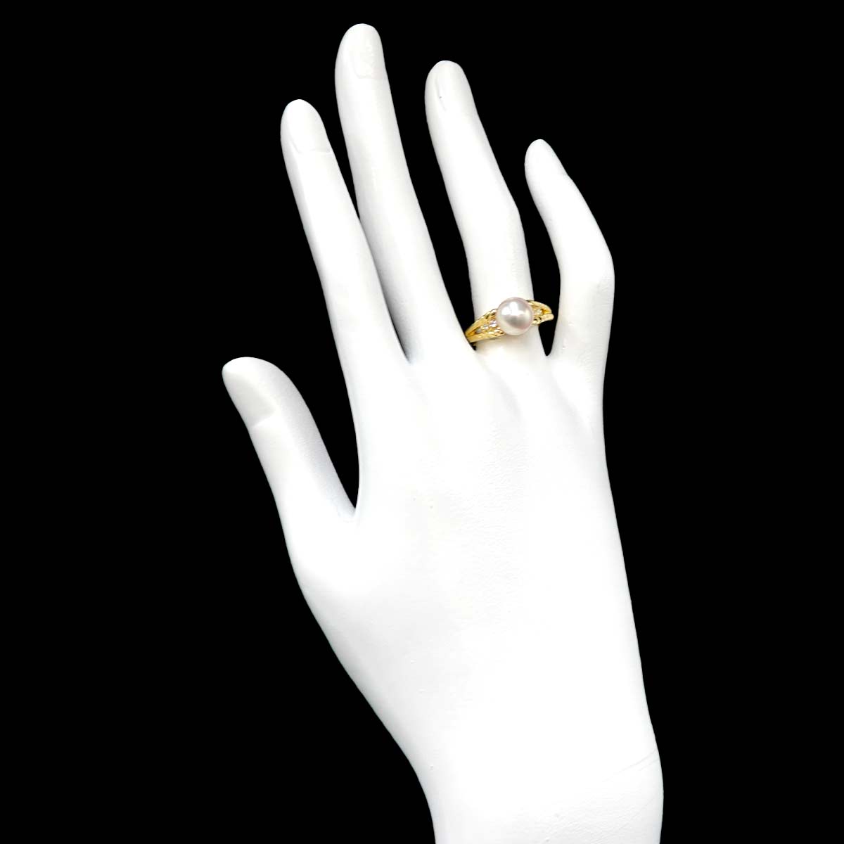 Akoya Pearl 8.0mm Diamond Ring 18K YG 750 Size6.25-6.5(US)