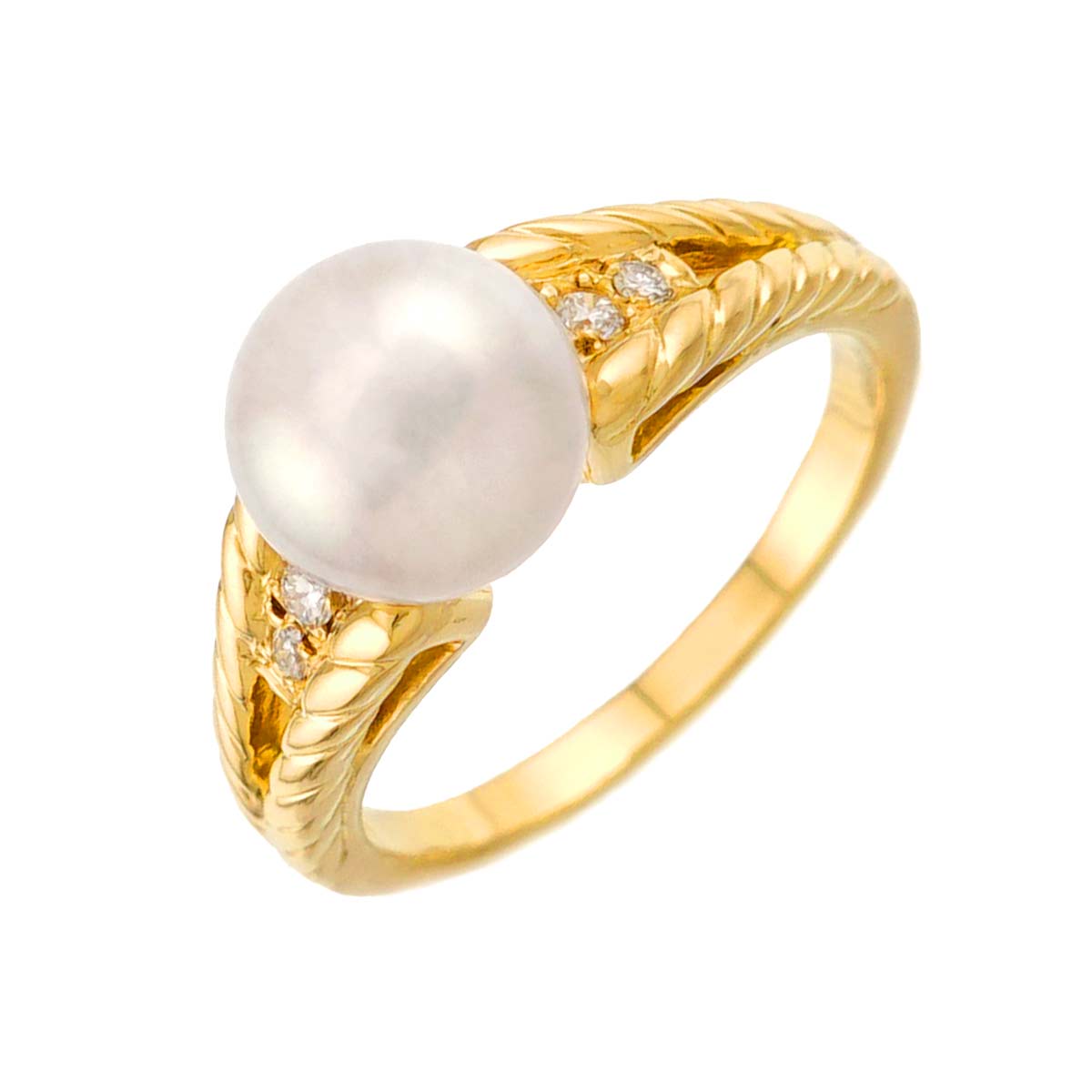 Akoya Pearl 8.0mm Diamond Ring 18K YG 750 Size6.25-6.5(US)