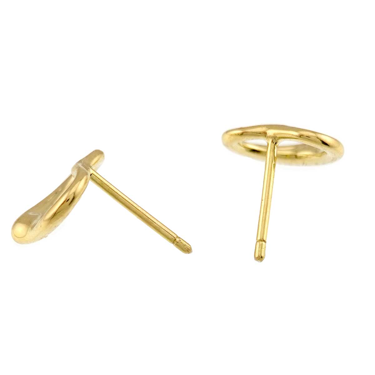 Open Heart Earrings Pierced 18K Yellow Gold 750