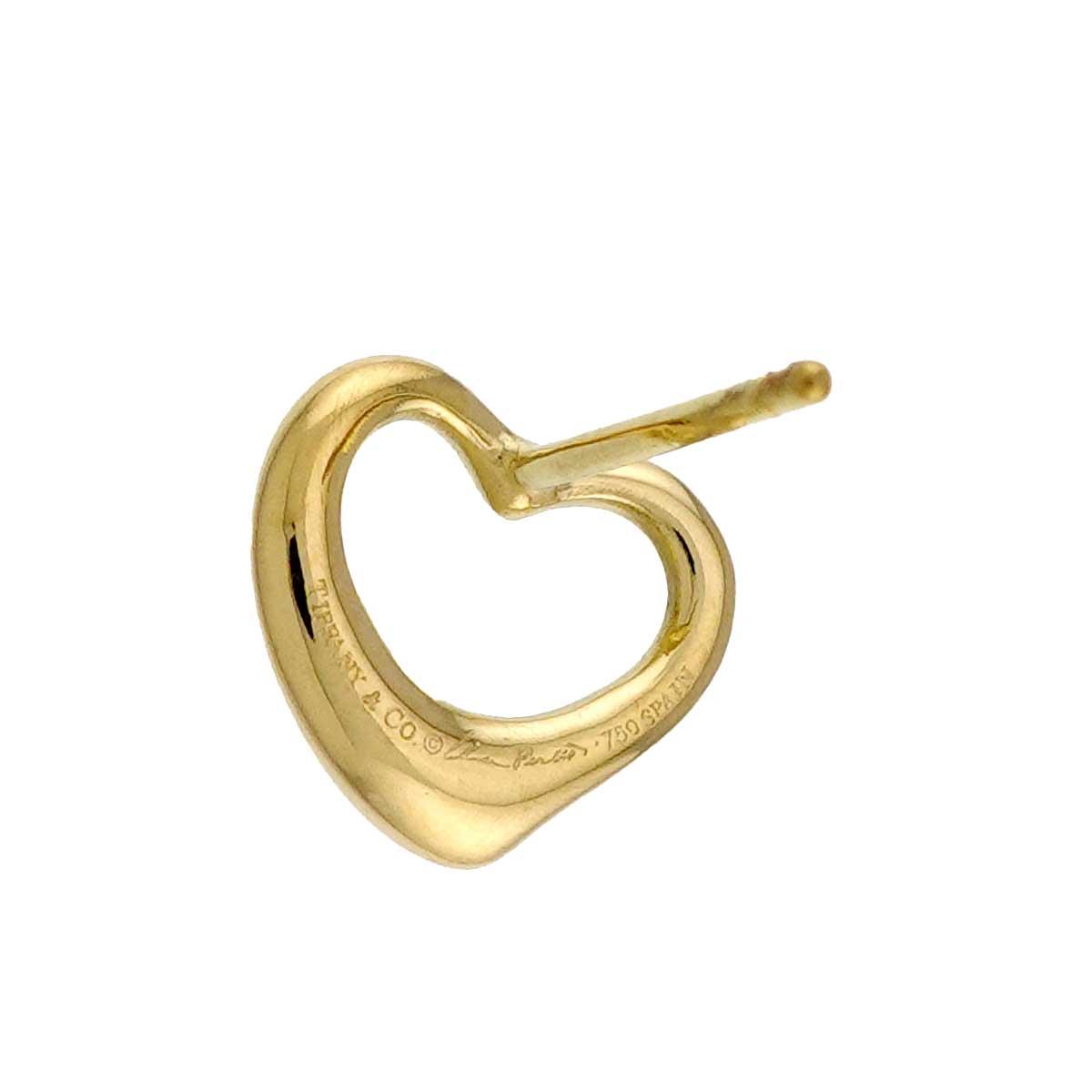 Open Heart Earrings Pierced 18K Yellow Gold 750