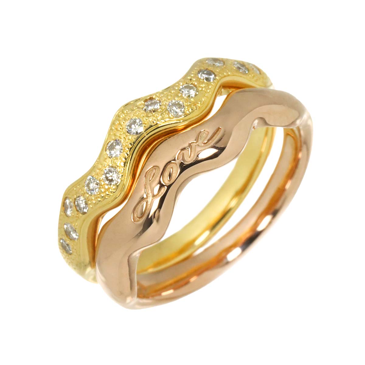 Diamond Ring 18K YG PG 750 size5.75-6(US)