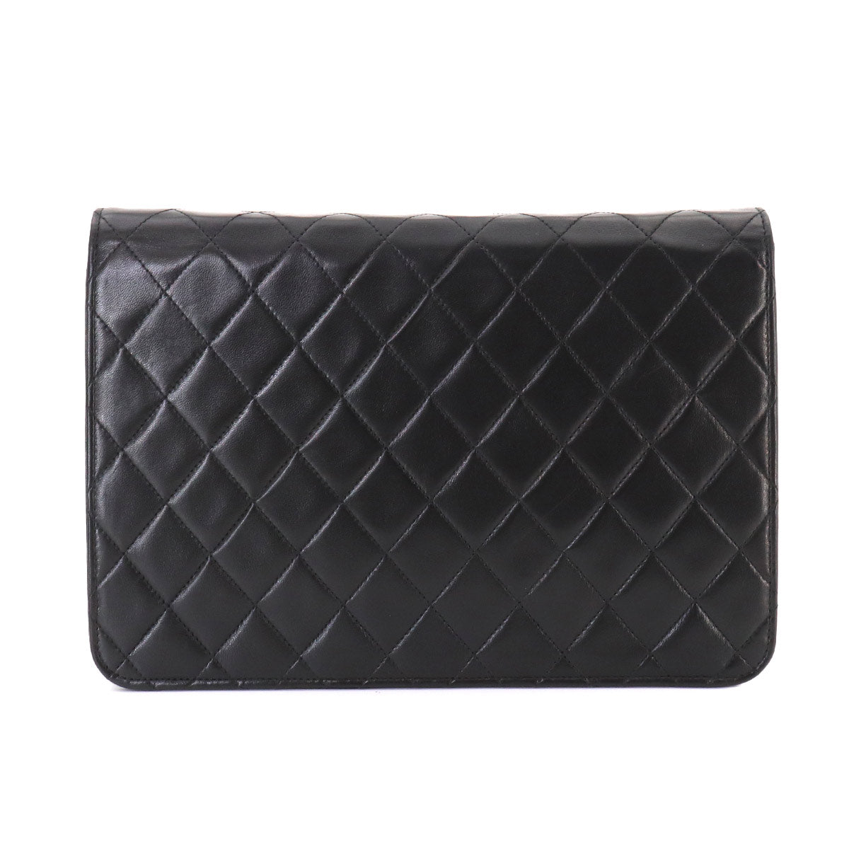 Matelasse Chain Shoulder Bag Leather Black Vintage