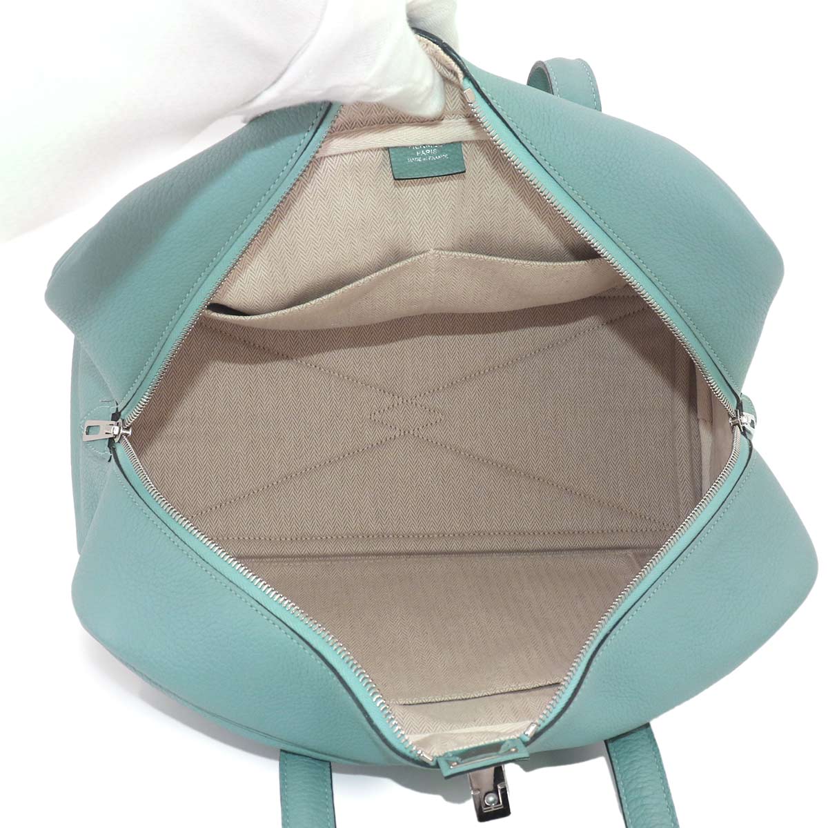 Victoria 35 Hand Bag Taurillon Clemence Ciel Purse